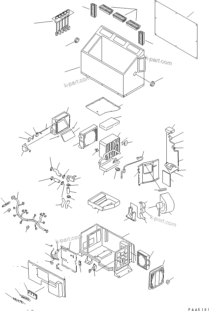 Komatsu parts book diagram for PC70-7E-B S/N 45001-UP: AIR CONDITIONER (AIR CONDITIONER UNIT)(#45001-52373)