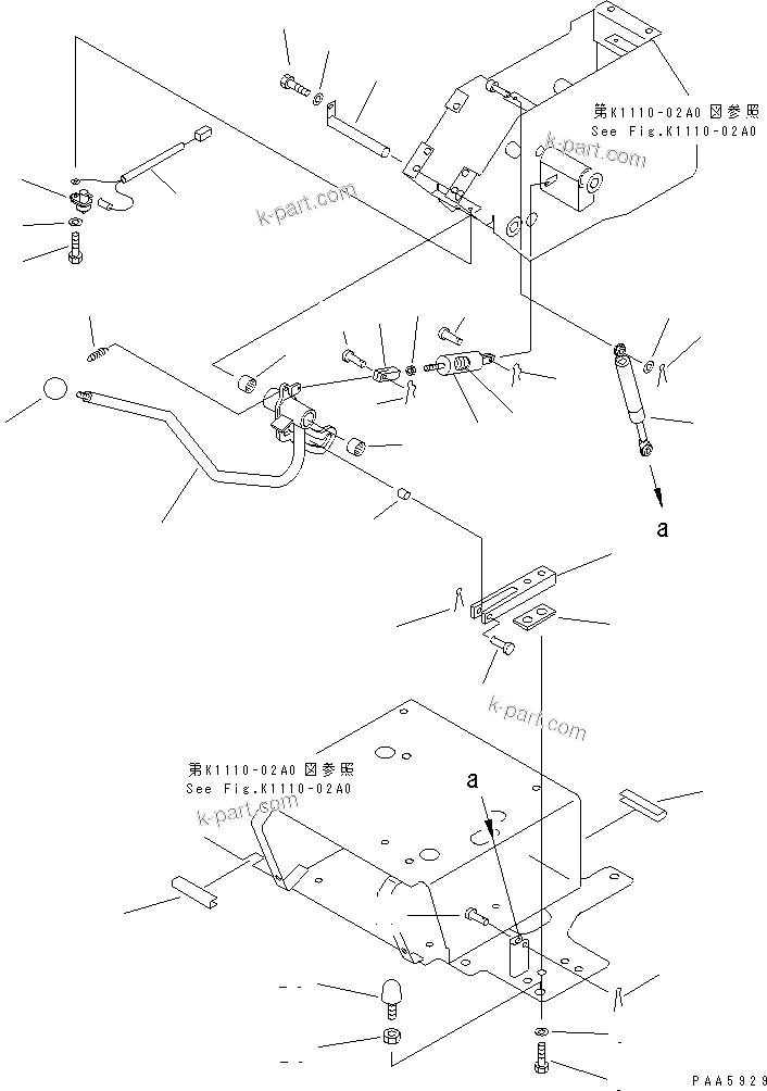 Komatsu parts book diagram for PC70-7E-B S/N 45001-UP: FLOOR FRAME (SAFETY LOCK LEVER)(#45001-52373)