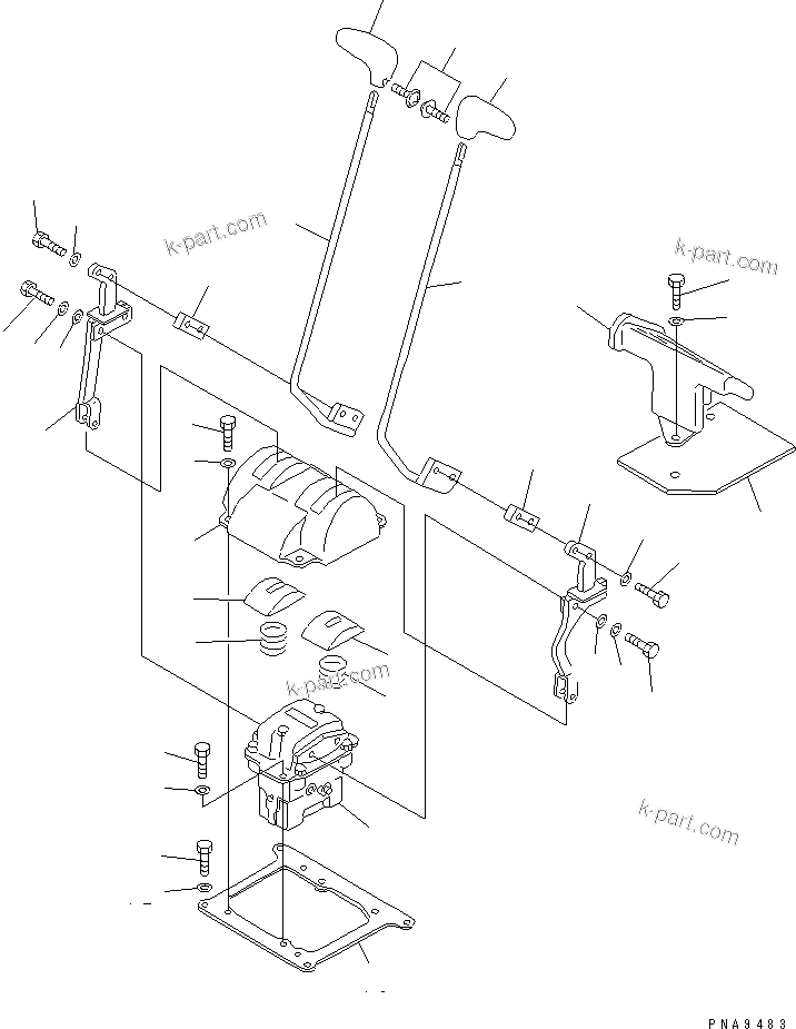 Komatsu parts book diagram for PC70-7E-B S/N 45001-UP: FLOOR FRAME (TRAVEL LEVER) (FOR 1-ACTUATER ATTACHMENT)           (FOR DEFROSTER)