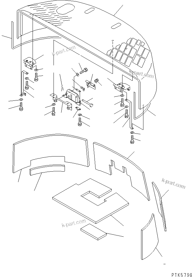 Komatsu parts book diagram for PC70-7E-B S/N 45001-UP: HOOD (HOOD) (WITH HOIST FOR CHASSIS ASS'Y) (EMISSION)(#50785-)