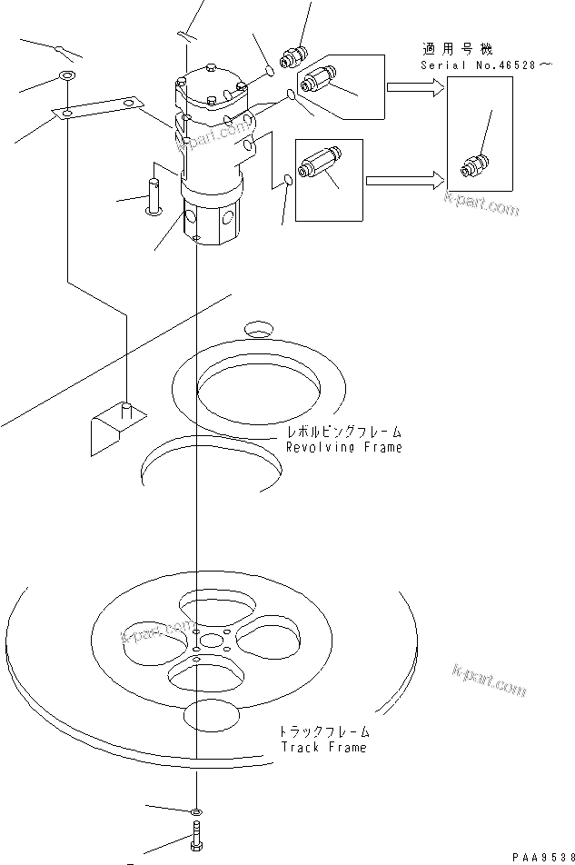 Komatsu parts book diagram for PC70-7E-B S/N 45001-UP: SWIVEL JOINT (MOUNTING PARTS)(#45001-52373)