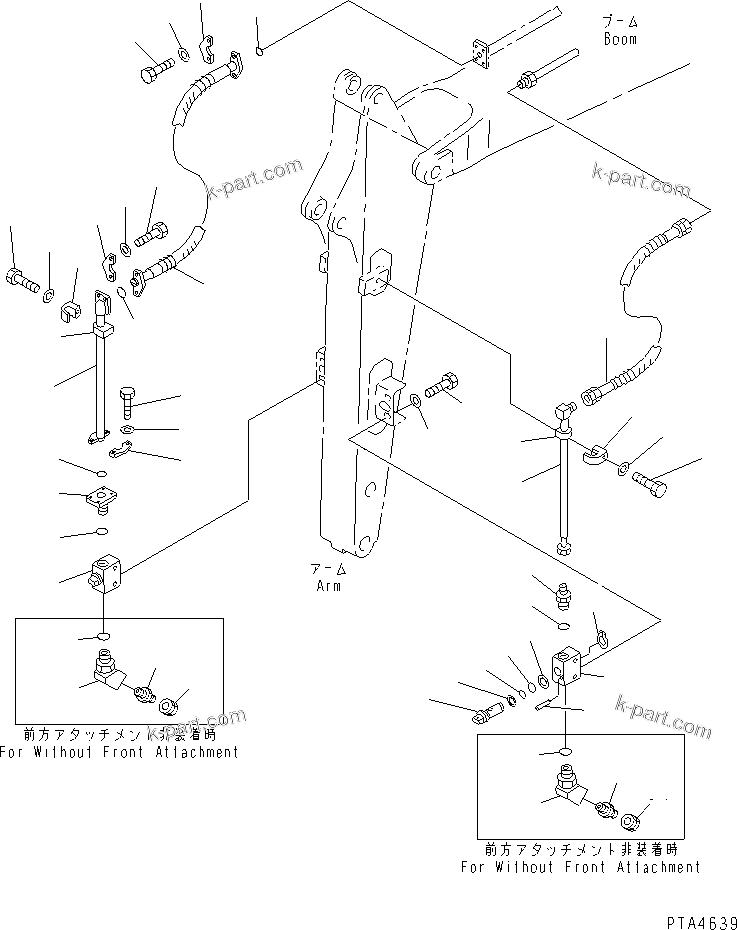 Komatsu parts book diagram for PC70-7E-B S/N 45001-UP: ARM (ADDITIONAL LINE) (FOR 1-ACTUATER ATTACHMENT)