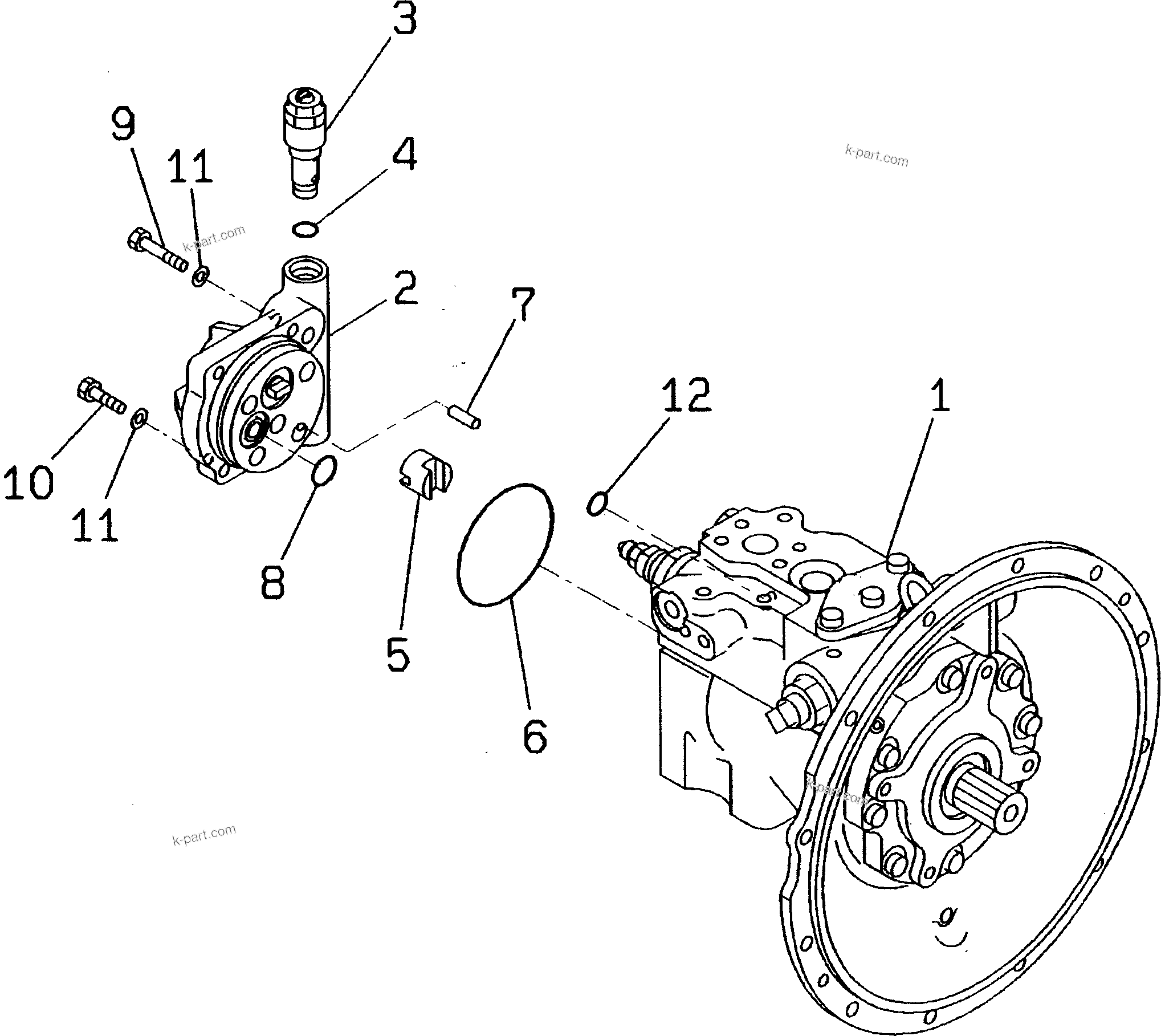 Komatsu parts book diagram for PC70-7E-B S/N 45001-UP: MAIN PUMP (1/5)(#45001-52373)