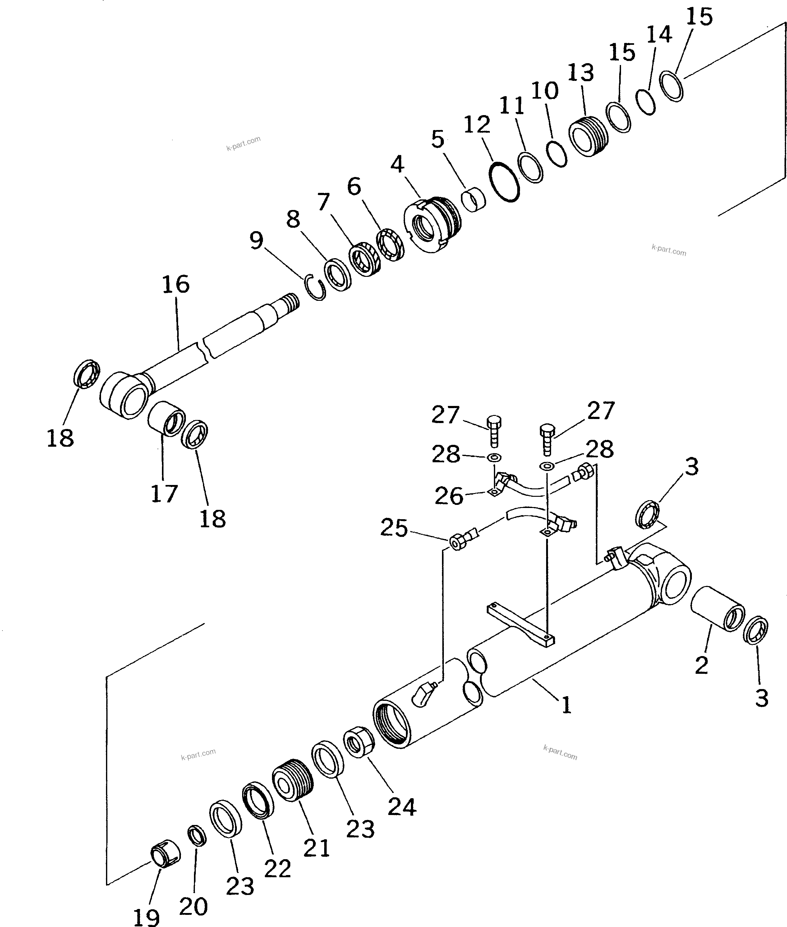 Komatsu parts book diagram for PC70-7E-B S/N 45001-UP: BOOM CYLINDER (INNER PARTS)(#45001-52373)