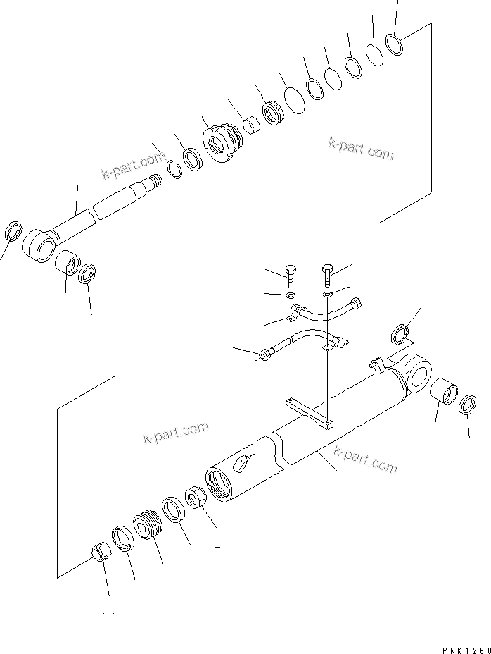 Komatsu parts book diagram for PC70-7E-B S/N 45001-UP: 2-PIECES BOOM CYLINDER (1ST BOOM) (INNER PARTS)(#52374-)