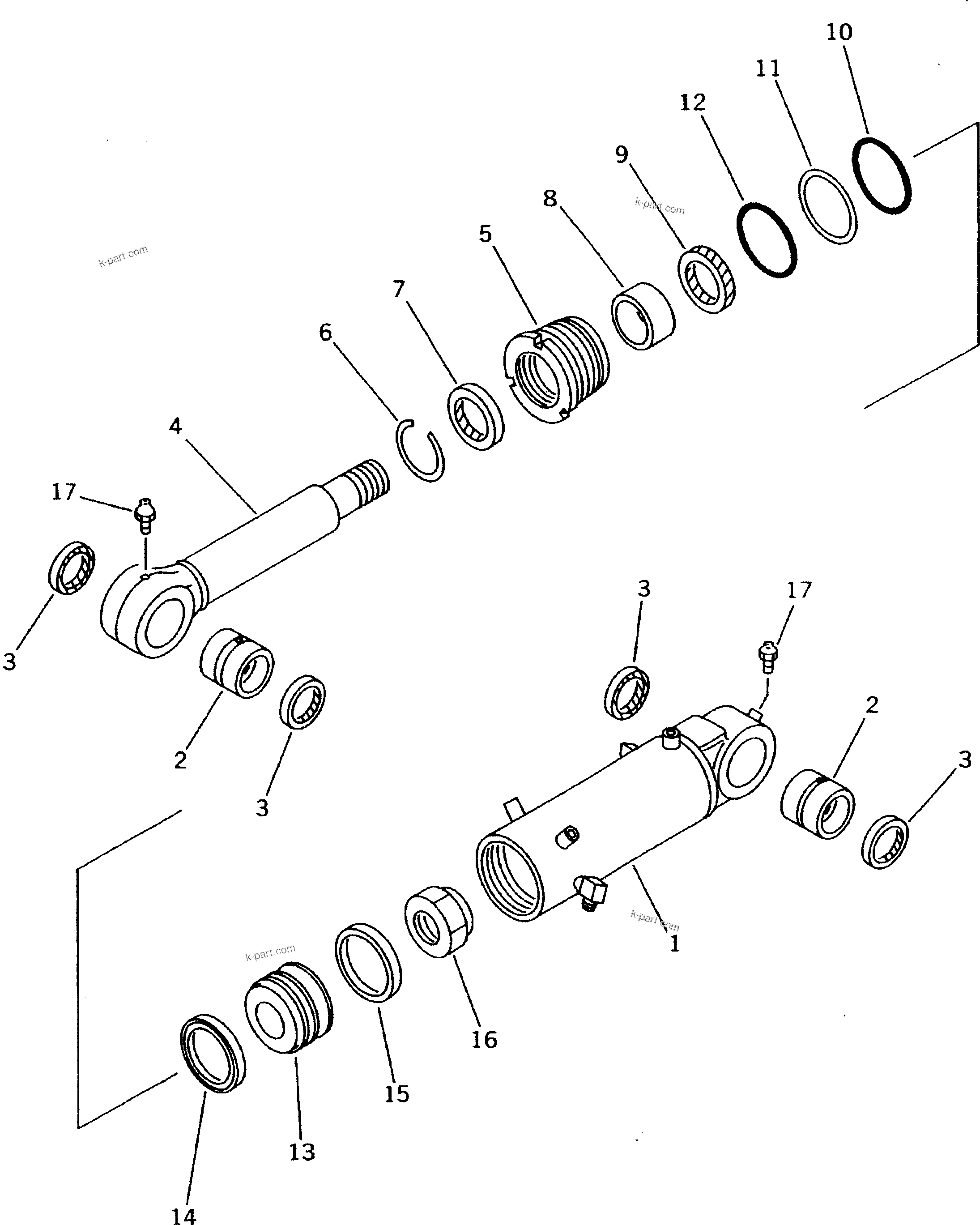 Komatsu parts book diagram for PC70-7E-B S/N 45001-UP: BLADE CYLINDER (INNER PARTS)