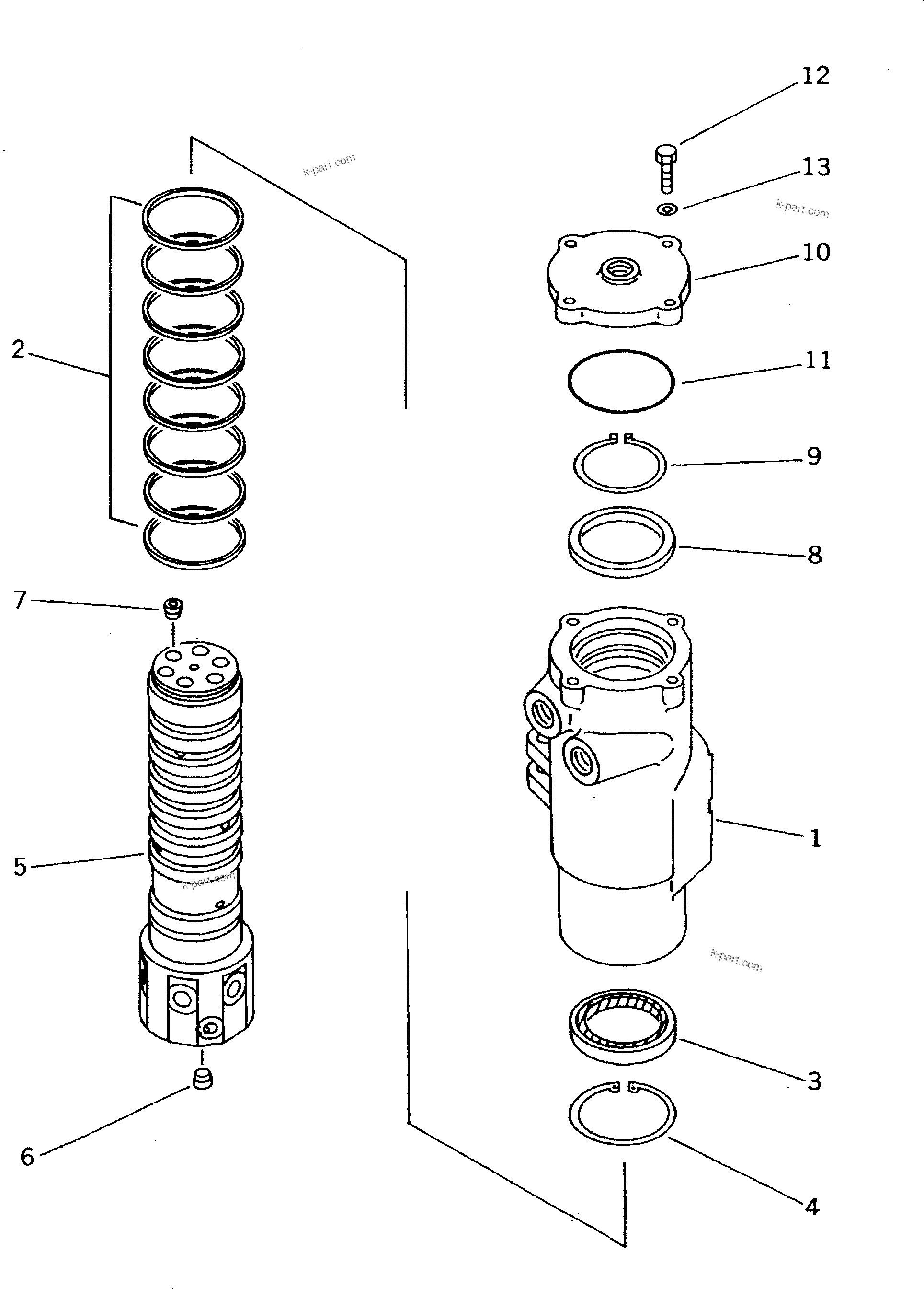 Komatsu parts book diagram for PC70-7E-B S/N 45001-UP: SWIVEL JOINT (INNER PARTS) (BLADE SPEC.)(#45001-52373)