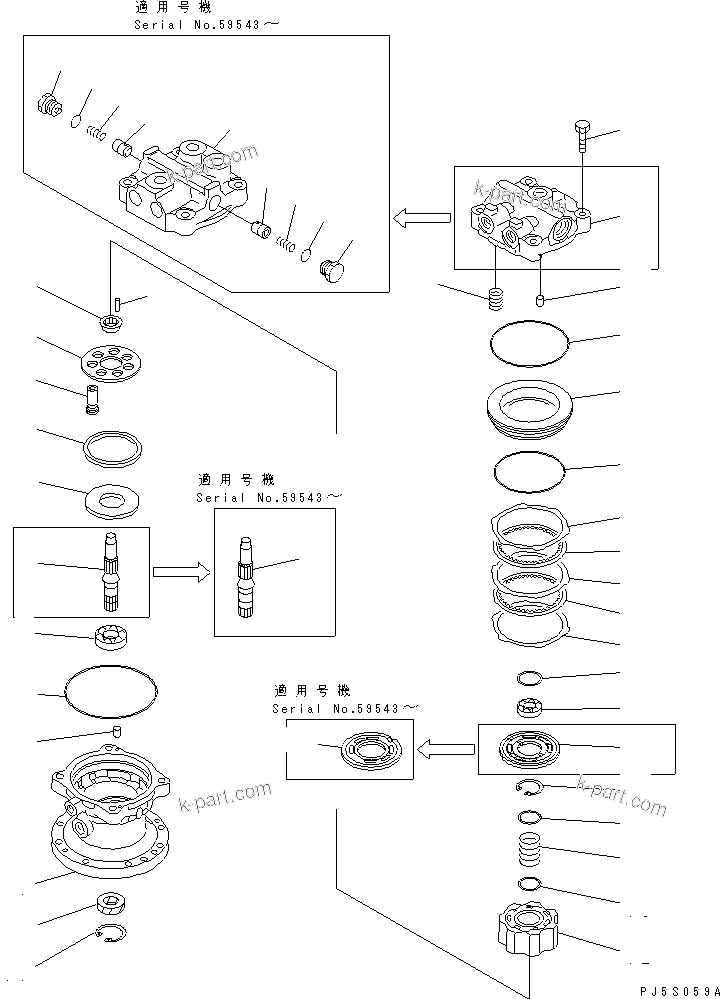 Komatsu parts book diagram for PC70-7E-B S/N 45001-UP: SWING MOTOR (1/2)
