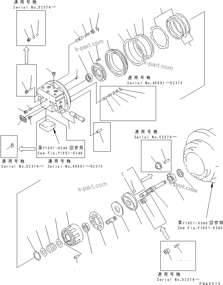 Komatsu parts book diagram for PC70-7E-B S/N 45001-UP: TRAVEL M0TOR (1/3)(#45001-58727)