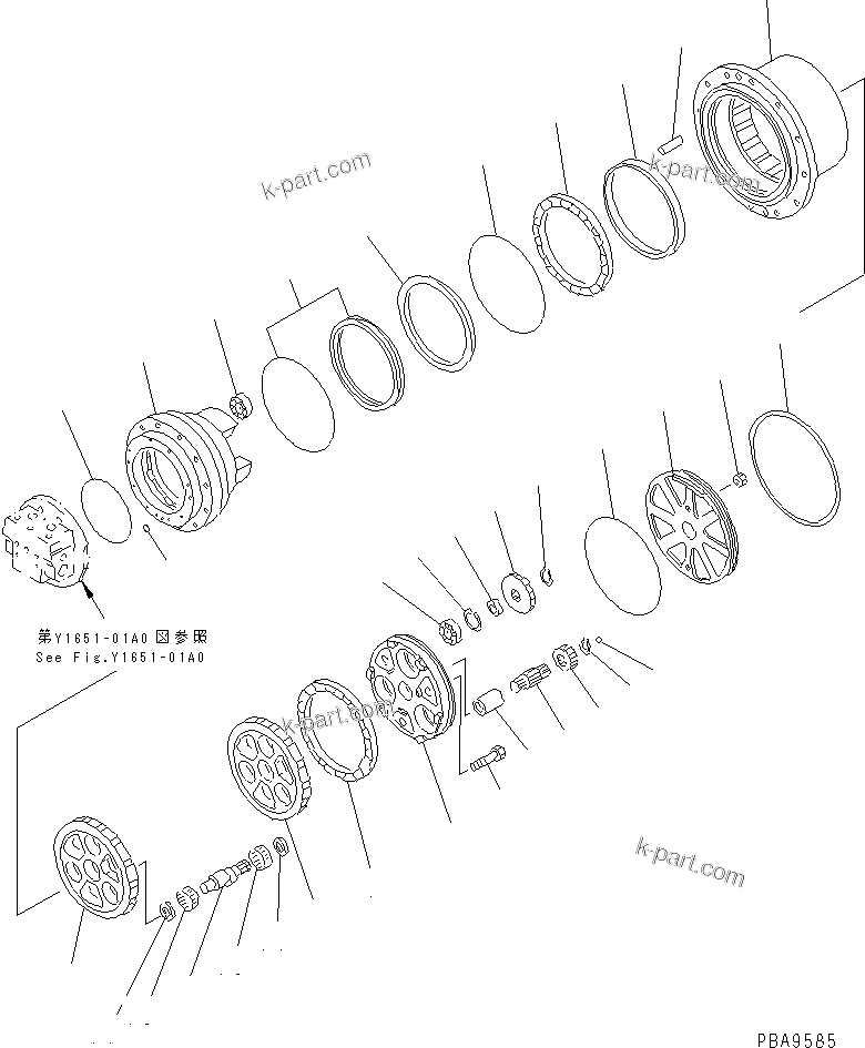 Komatsu parts book diagram for PC70-7E-B S/N 45001-UP: TRAVEL M0TOR (3/3)(#45001-58727)