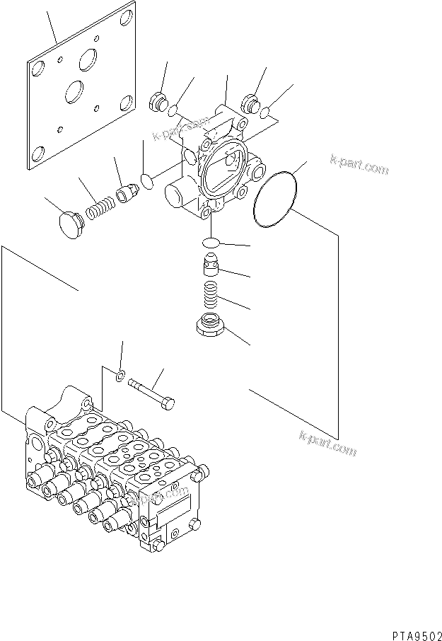 Komatsu parts book diagram for PC70-7E-B S/N 45001-UP: MAIN VALVE (6-VALVE) (6/6)(#45001-52373)