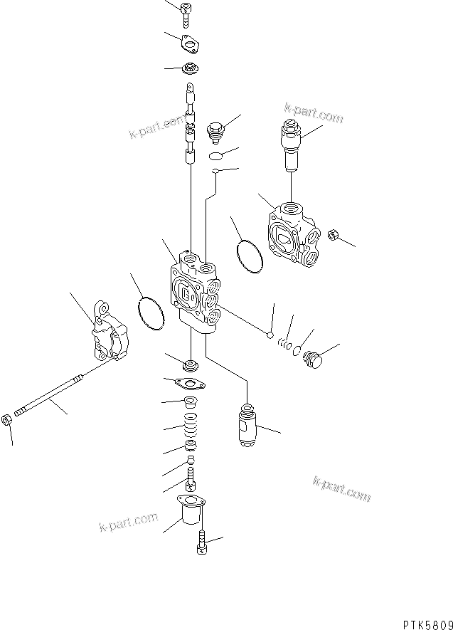 Komatsu parts book diagram for PC70-7E-B S/N 45001-UP: MAIN VALVE (1/2) (FOR BLADE)(#45001-52373)