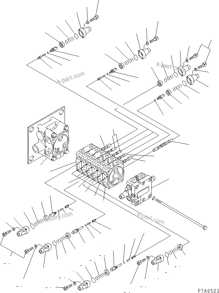 Komatsu parts book diagram for PC70-7E-B S/N 45001-UP: MAIN VALVE (7-VALVE) (1/7)(#45001-52373)