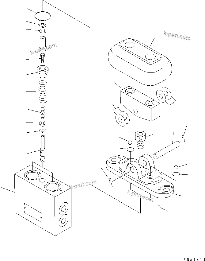 Komatsu parts book diagram for PC70-7E-B S/N 45001-UP: PPC VALVE (FOR ATTACHMENT)(#45001-46671)