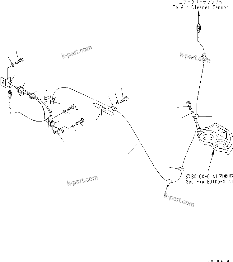 Komatsu parts book diagram for PC750SE-6 S/N 10001-UP (For North America): ENGINE MOUNTING (AIR CLEANER SENSOR)(#11001-)