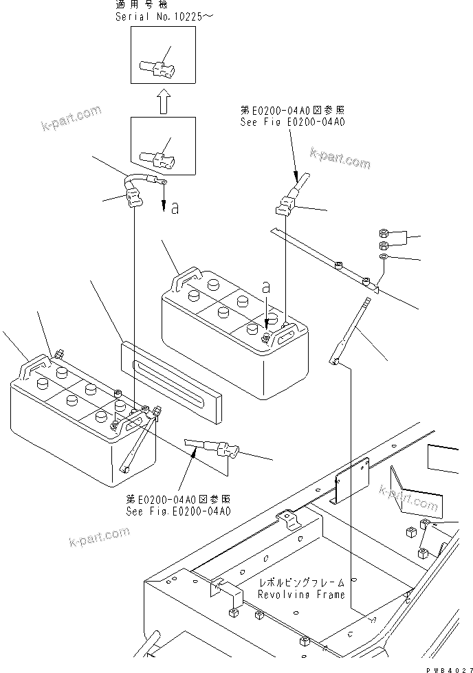 Komatsu parts book diagram for PC750SE-6 S/N 10001-UP (For North America): BATTERY (NS200) (DRY) (EXCEPT JAPAN)