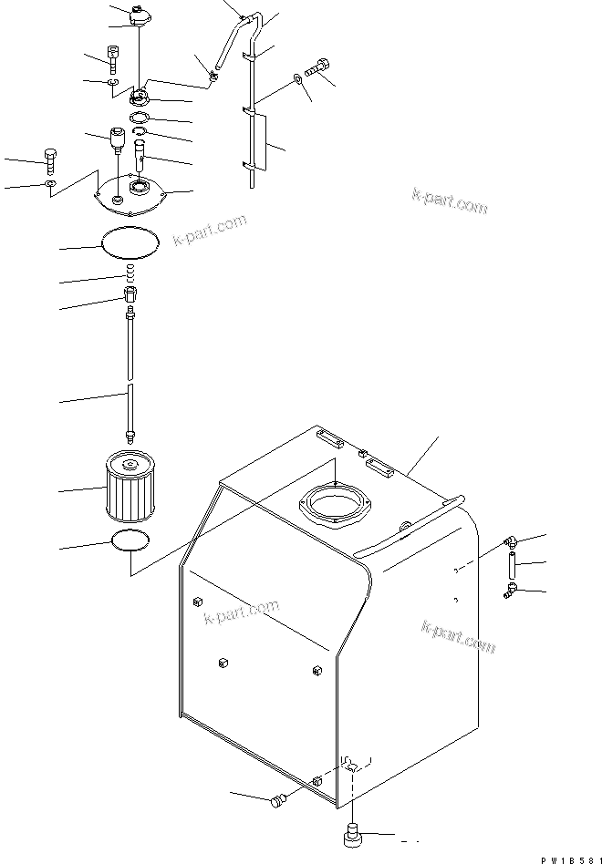 Komatsu parts book diagram for PC750SE-6 S/N 10001-UP (For North America): HYDRAULIC TANK(#11001-)