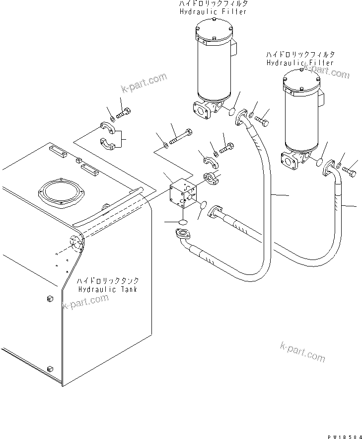 Komatsu parts book diagram for PC750SE-6 S/N 10001-UP (For North America): HYDRAULIC TANK (LINE)(#11001-)