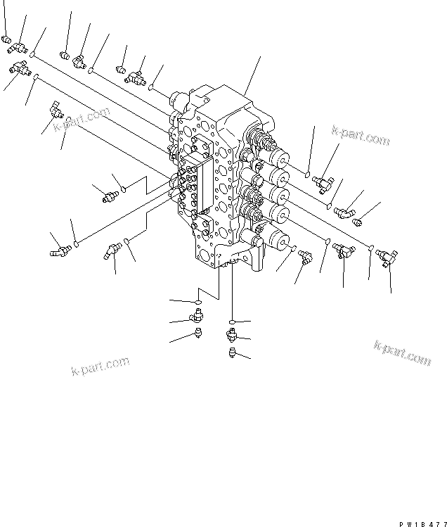 Komatsu parts book diagram for PC750SE-6 S/N 10001-UP (For North America): MAIN VALVE (5-SPOOL VALVE) (JOINT PARTS) (FOR U.S.A.)(#11001-)