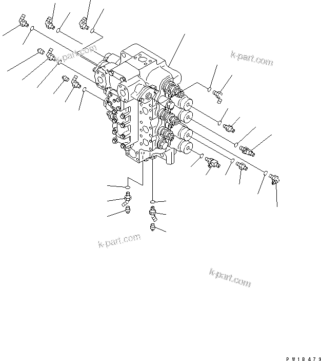Komatsu parts book diagram for PC750SE-6 S/N 10001-UP (For North America): MAIN VALVE (4-SPOOL VALVE) (JOINT PARTS) (FOR U.S.A.)(#11001-)