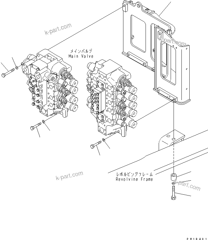 Komatsu parts book diagram for PC750SE-6 S/N 10001-UP (For North America): MAIN VALVE (VALVE STAND)(#11001-)
