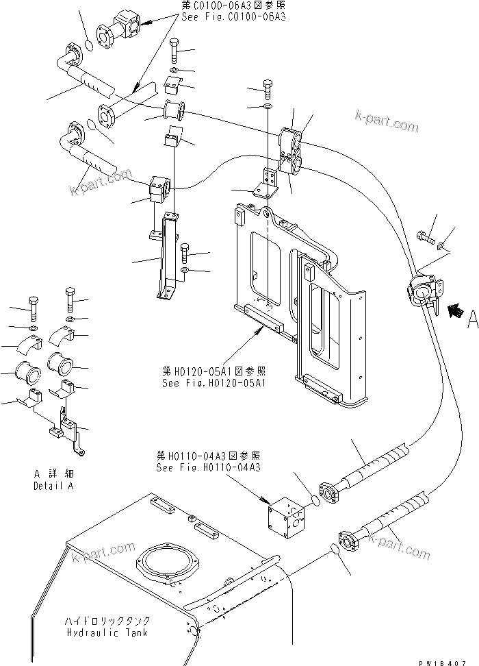 Komatsu parts book diagram for PC750SE-6 S/N 10001-UP (For North America): OIL COOLER PIPING(#11001-)