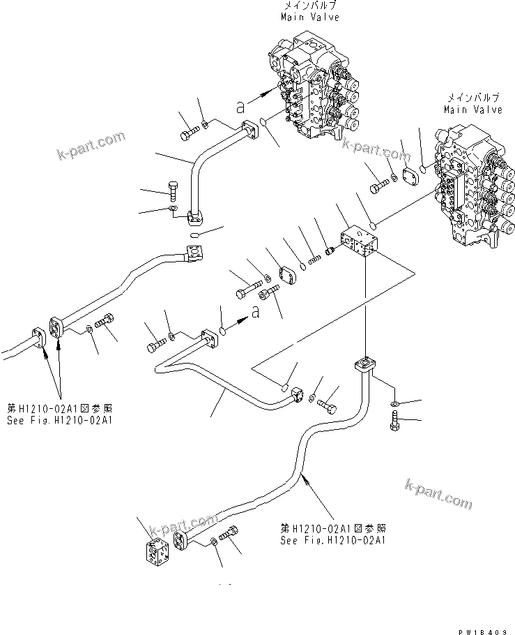 Komatsu parts book diagram for PC750SE-6 S/N 10001-UP (For North America): VALVE DELIVERY PIPING (BOOM) (VALVE SIDE)(#11001-)