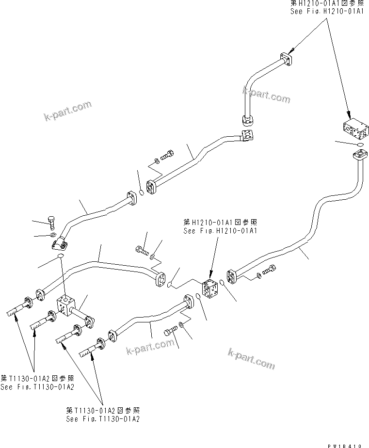Komatsu parts book diagram for PC750SE-6 S/N 10001-UP (For North America): VALVE DELIVERY PIPING (BOOM) (FRAME SIDE)(#11001-)