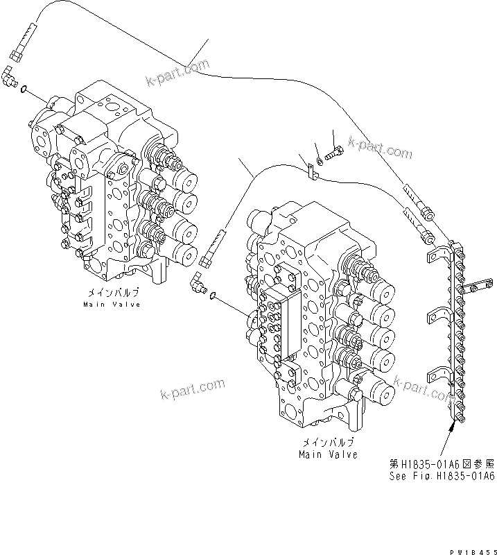 Komatsu parts book diagram for PC750SE-6 S/N 10001-UP (For North America): PPC TRAVEL LINE(#11001-)