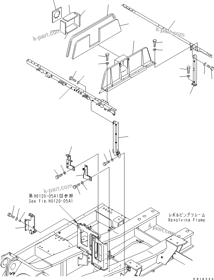 Komatsu parts book diagram for PC750SE-6 S/N 10001-UP (For North America): FRAME (ENGINE ROOM) (MACHINE CAB)(#11001-)