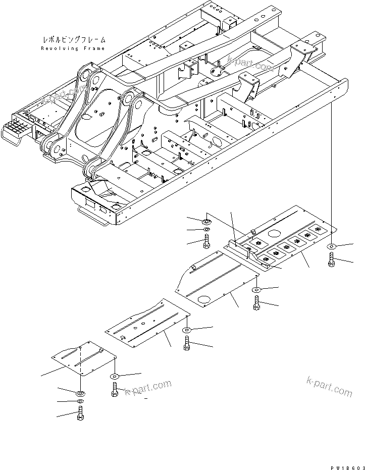 Komatsu parts book diagram for PC750SE-6 S/N 10001-UP (For North America): UNDER COVER (REVOLVING FRAME) (L.H.)(#11001-)