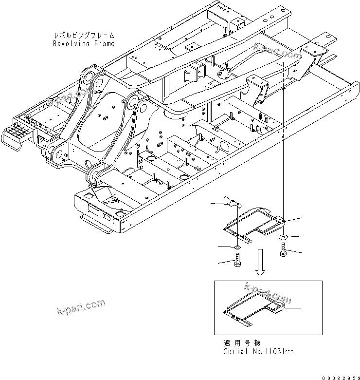 Komatsu parts book diagram for PC750SE-6 S/N 10001-UP (For North America): UNDER COVER (REVOLVING FRAME) (CENTER) (WITH WATER SEPARATOR AND COLD WEATHER A SPEC.)(#11001-)