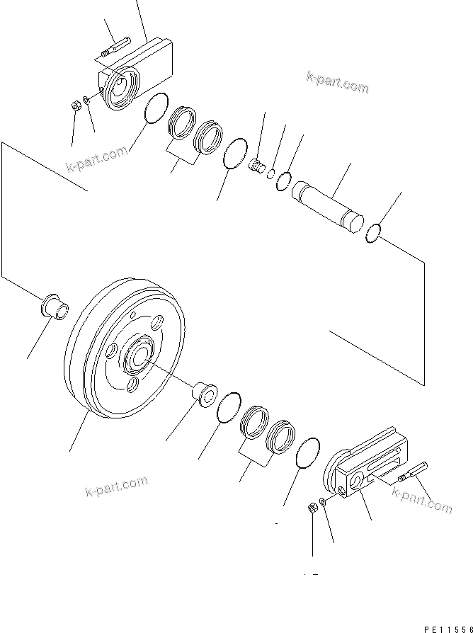 Komatsu parts book diagram for PC750SE-6 S/N 10001-UP (For North America): TRACK FRAME (FRONT IDLER) (R.H.)(#11001-)