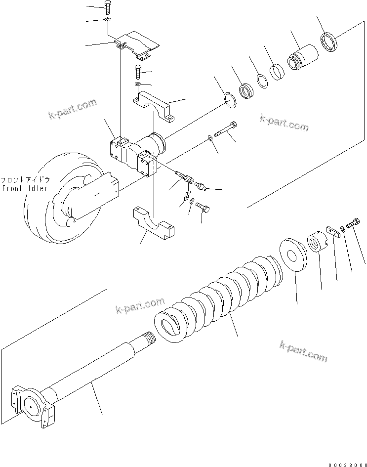 Komatsu parts book diagram for PC750SE-6 S/N 10001-UP (For North America): TRACK FRAME (IDLER CUSHION) (L.H.)(#11081-)