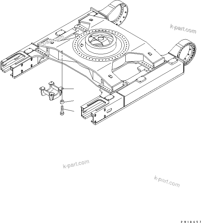 Komatsu parts book diagram for PC750SE-6 S/N 10001-UP (For North America): TRACK FRAME (ROLLER GUARD) (R.H.)(#11001-)