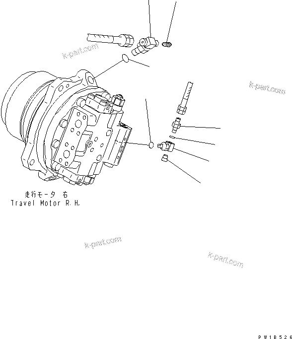 Komatsu parts book diagram for PC750SE-6 S/N 10001-UP (For North America): TRACK FRAME (TRAVEL PIPING) (MOTOR SIDE) (R.H.)(#11001-)