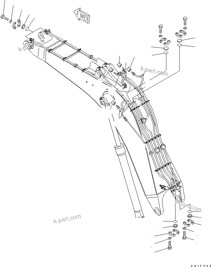 Komatsu parts book diagram for PC750SE-6 S/N 10001-UP (For North America): BOOM (BLIND PARTS) (FOR BACKHOE)(#11001-)