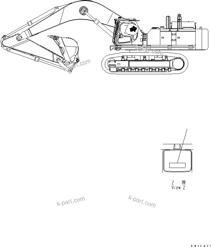 Komatsu parts book diagram for PC750SE-6 S/N 10001-UP (For North America): PLATE (LIFTING CAPACITY)(#11001-)