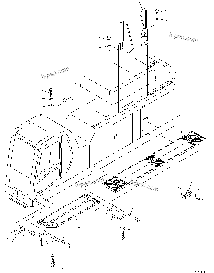 Komatsu parts book diagram for PC750SE-6 S/N 10001-UP (For North America): LEFT SIDE STEP(#11001-)