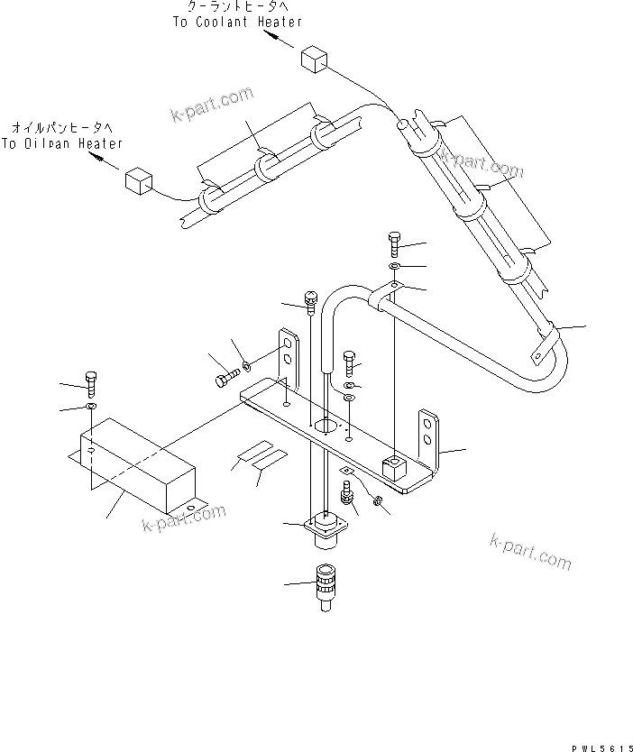 Komatsu parts book diagram for PC750SE-6 S/N 10001-UP (For North America): CYLINDER BLOCK AND OIL PAN HEATER (COLD WEATHER SPEC.)(#11001-)