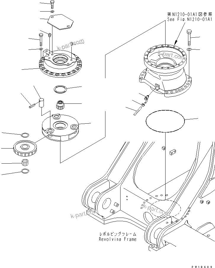 Komatsu parts book diagram for PC750SE-6 S/N 10001-UP (For North America): SWING MACHINERY ASS'Y (1ST CARRIER AND GAUGE SUPPORT) (SUPPLY PARTS)(#11001-)