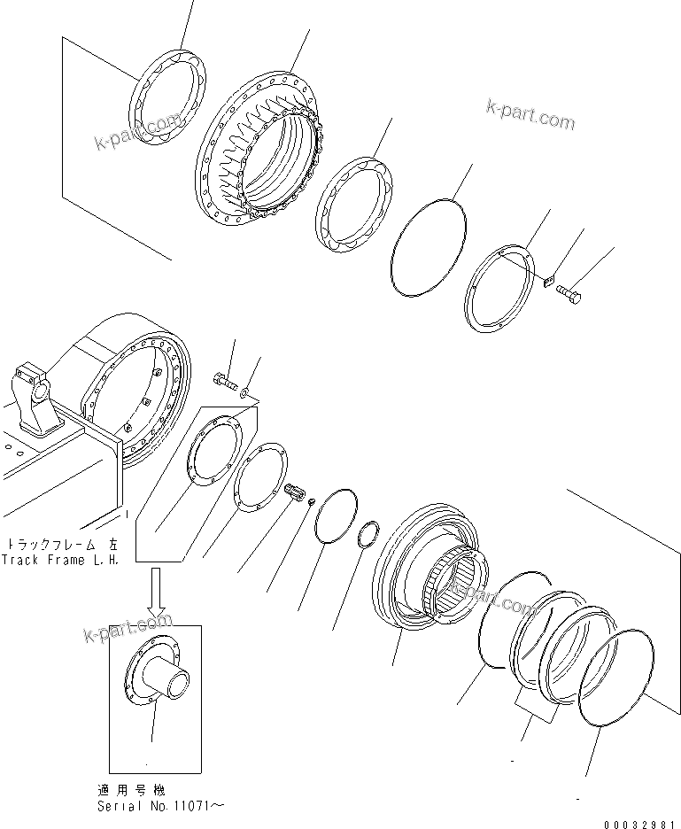 Komatsu parts book diagram for PC750SE-6 S/N 10001-UP (For North America): FINAL DRAVE ASS'Y (SHAFT AND HUB) (SUPPLY PARTS)(#11001-)
