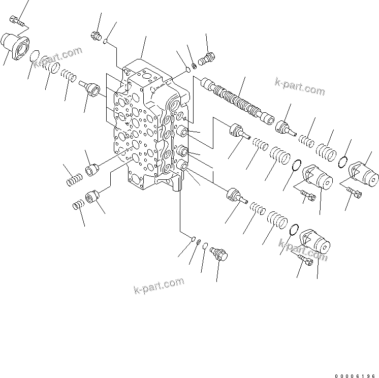 Komatsu parts book diagram for PC750SE-6 S/N 10001-UP (For North America): MAIN VALVE (4-SPOOL) (1/6)(#11033-)