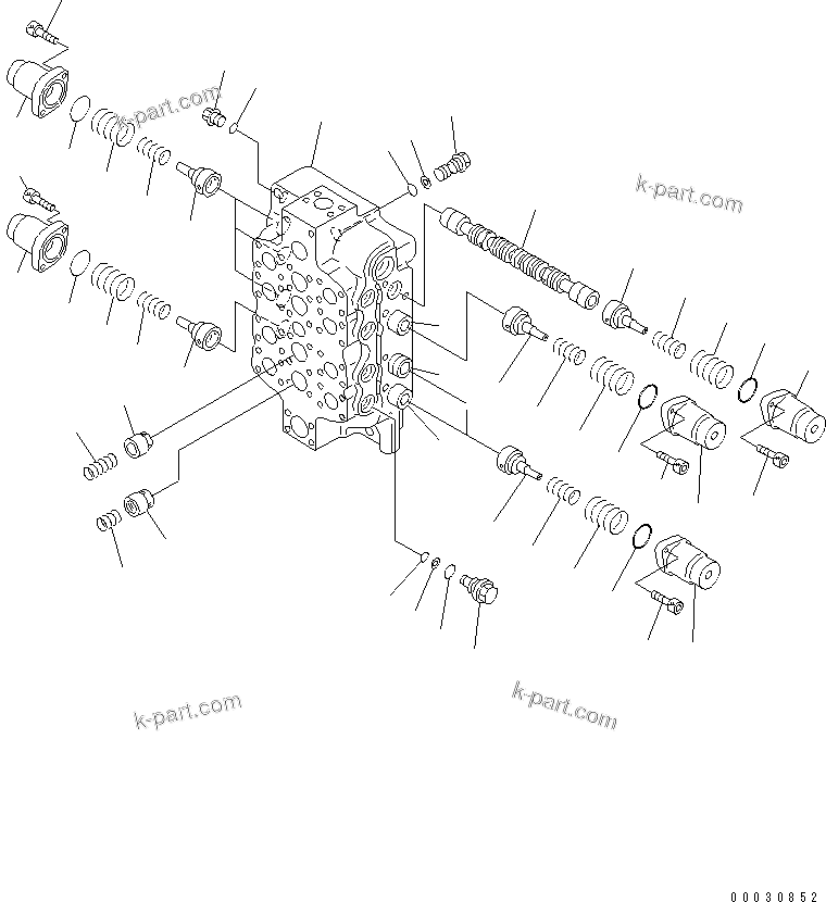Komatsu parts book diagram for PC750SE-6 S/N 10001-UP (For North America): MAIN VALVE (4-SPOOL) (1/6) (FOR U.S.A.)(#11001-)