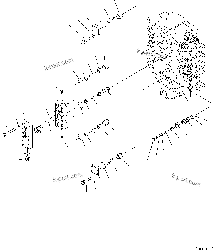 Komatsu parts book diagram for PC750SE-6 S/N 10001-UP (For North America): MAIN VALVE (5-SPOOL) (2/5) (FOR U.S.A.)(#11001-)