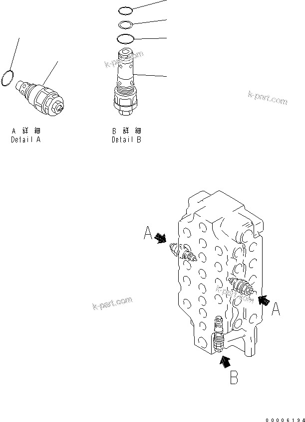 Komatsu parts book diagram for PC750SE-6 S/N 10001-UP (For North America): MAIN VALVE (5-SPOOL) (4/5) (FOR U.S.A.)(#11001-)