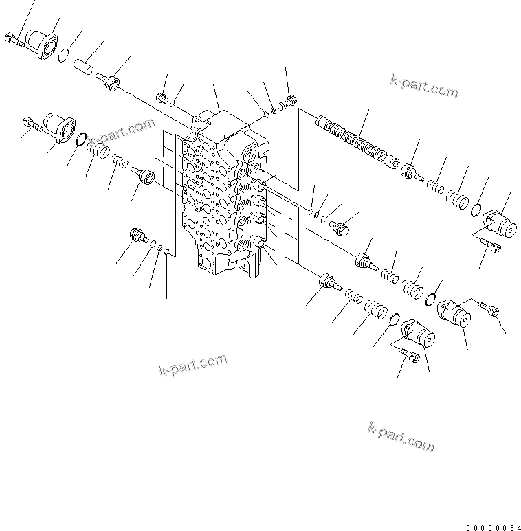 Komatsu parts book diagram for PC750SE-6 S/N 10001-UP (For North America): MAIN VALVE (5-SPOOL) (1/5) (FOR U.S.A.)(#11001-)