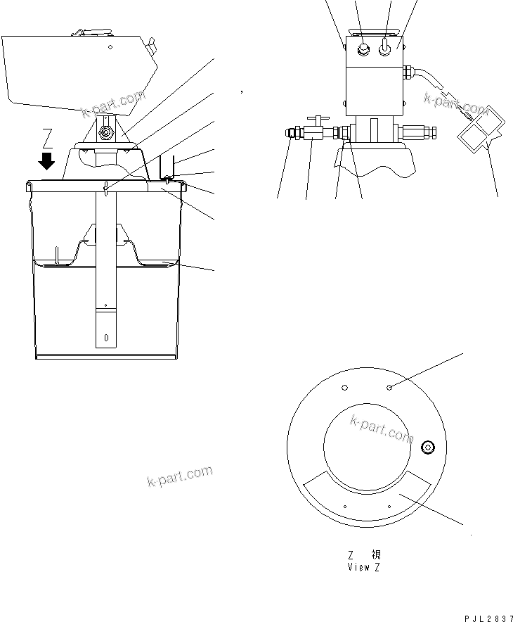 Komatsu parts book diagram for PC750SE-6 S/N 10001-UP (For North America): GREASE PUMP (PUMP ASS'Y)(#11001-)