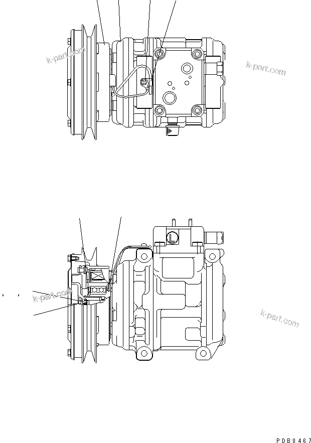 Komatsu parts book diagram for PC750SE-6 S/N 10001-UP (For North America): AIR CONDITIONER (AIR COMPRESSOR)