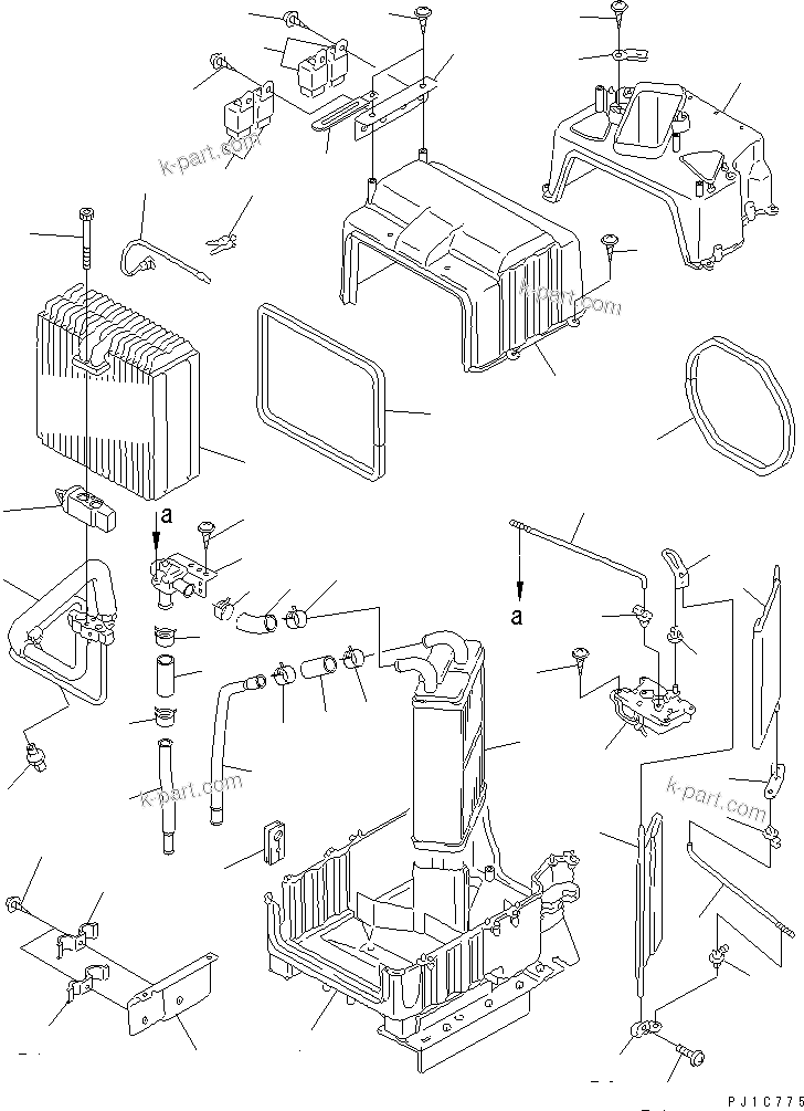 Komatsu parts book diagram for PC750SE-6 S/N 10001-UP (For North America): CORE UNIT ASS'Y (FOR AIR CONDITIONER)(#11001-11042)